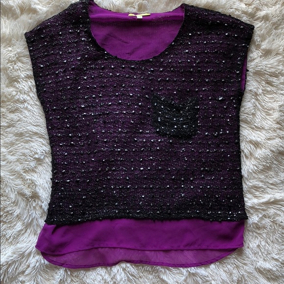 Metallic Gianni Bini Flowy Popcorn Top - Picture 4 of 5